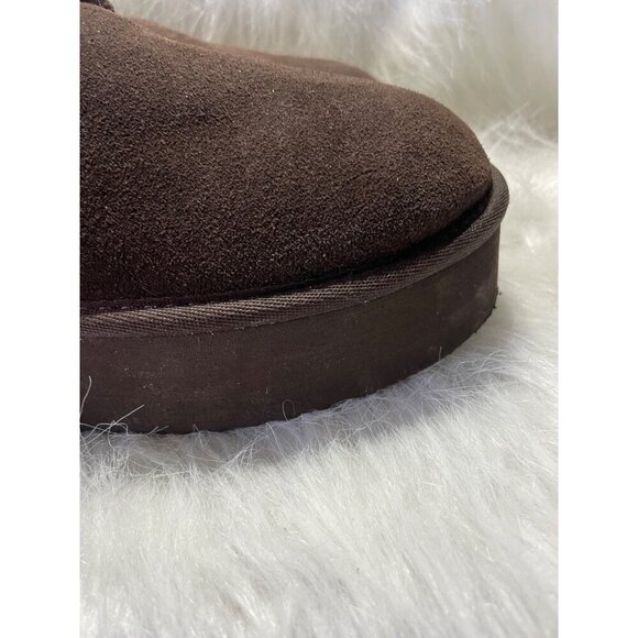 Bearpaw Womens Short Brown Suede Winter Boots With Plush Fleece Lining Size 10 - Picture 4 of 7